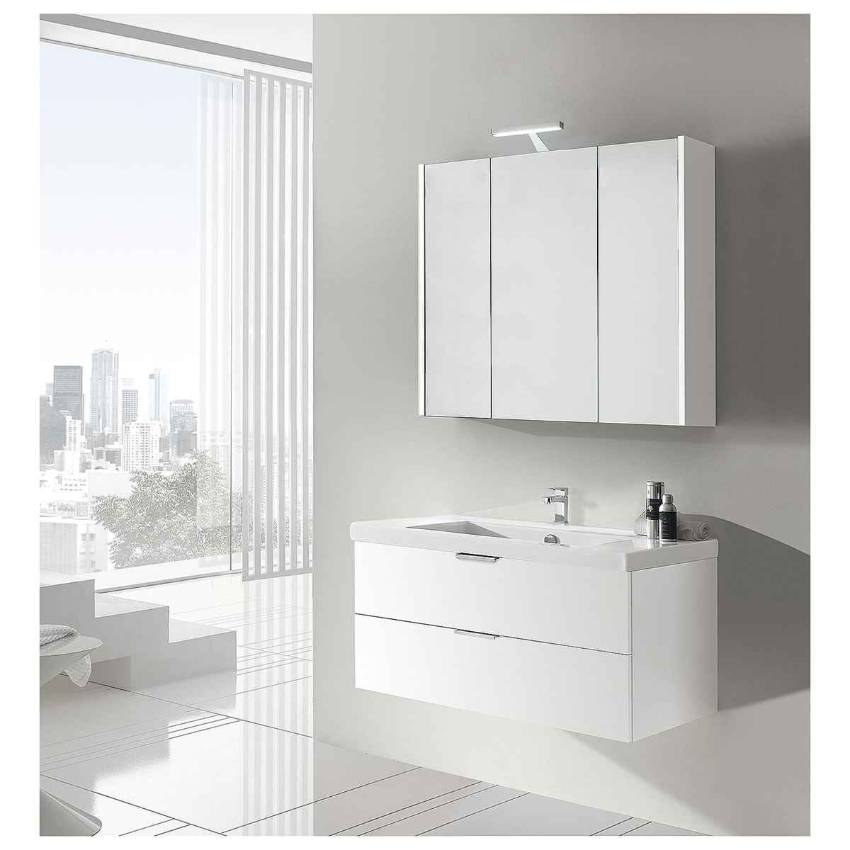 Badmöbel-Set EPIL Serie MBF, weiß matt, 2 Auszüge, Breite 1060 mm - 93 230 68