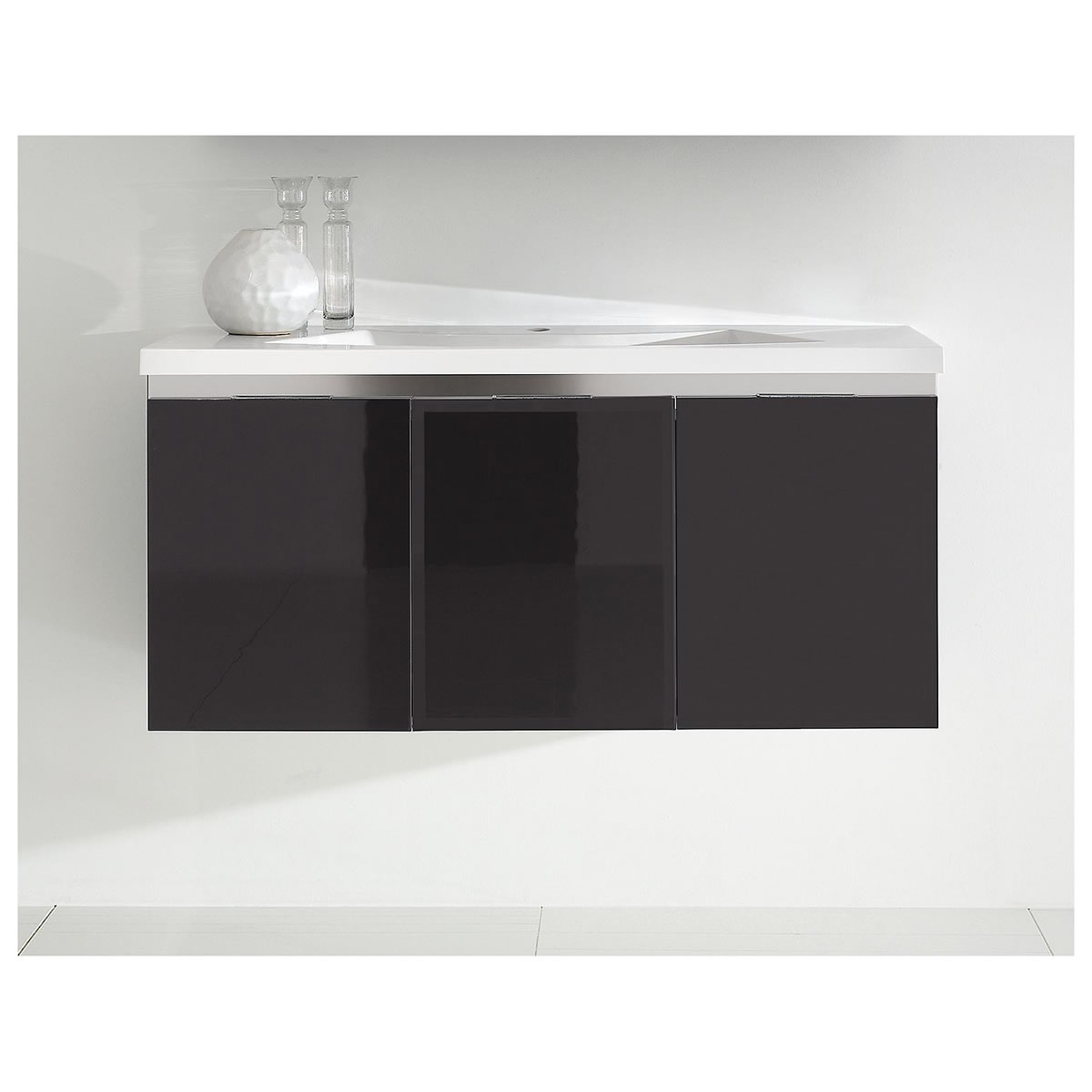 Waschtischunterschrank + Mineralguss-Waschtisch ENOVI, anthrazit hochglanz, 3 Türen, 1060 x 535 x 510 mm