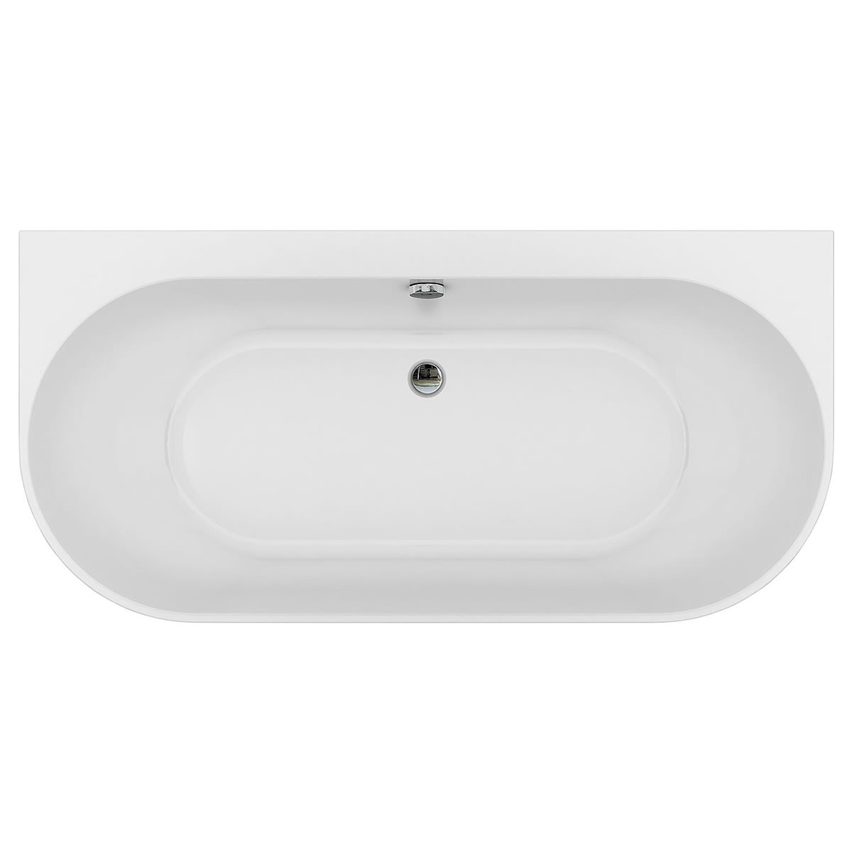 Raumspar-Badewanne Arnon 1660 x 580 x 800 mm ohne, Ablaufgarnitur mit Überlaufloch, Acryl, weiß