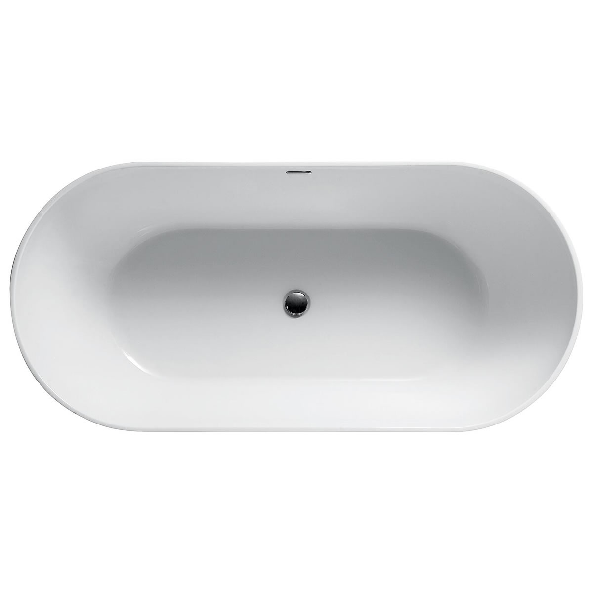 Badewanne freistehend Lison 1690 x 565 x 800 mm mit Klicker-Ablaufgarnitur und Schlitzüberlauf chrom, Acryl, weiß