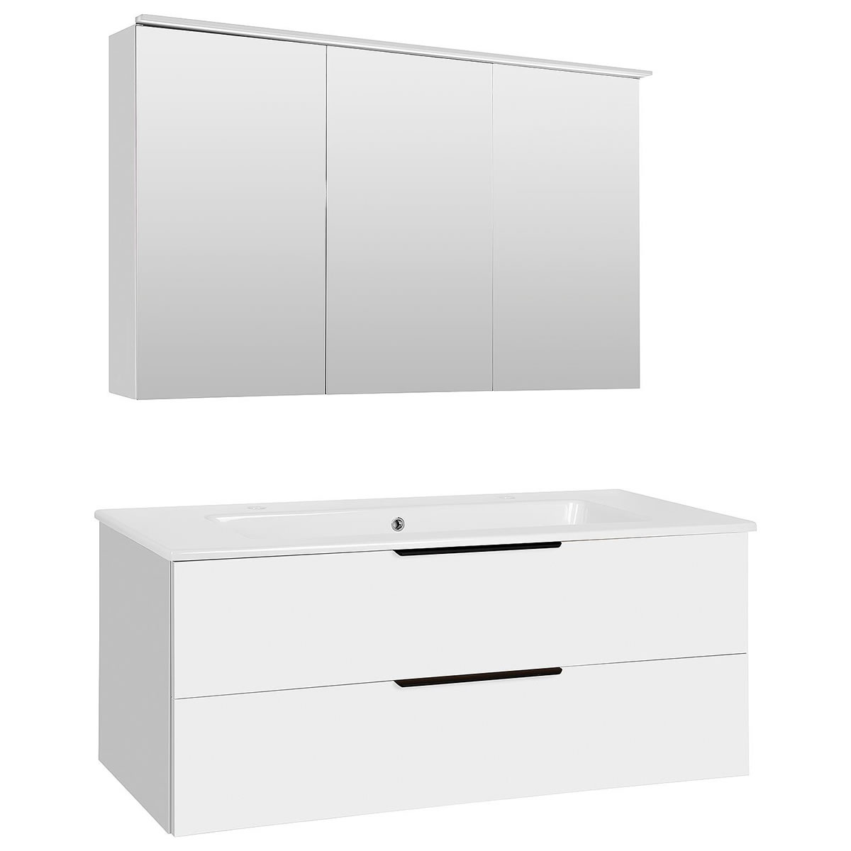 Badmöbel-Set LOSSA, weiß Hochglanz, 2 Auszüge, Breite 1210 mm - 93 250 64