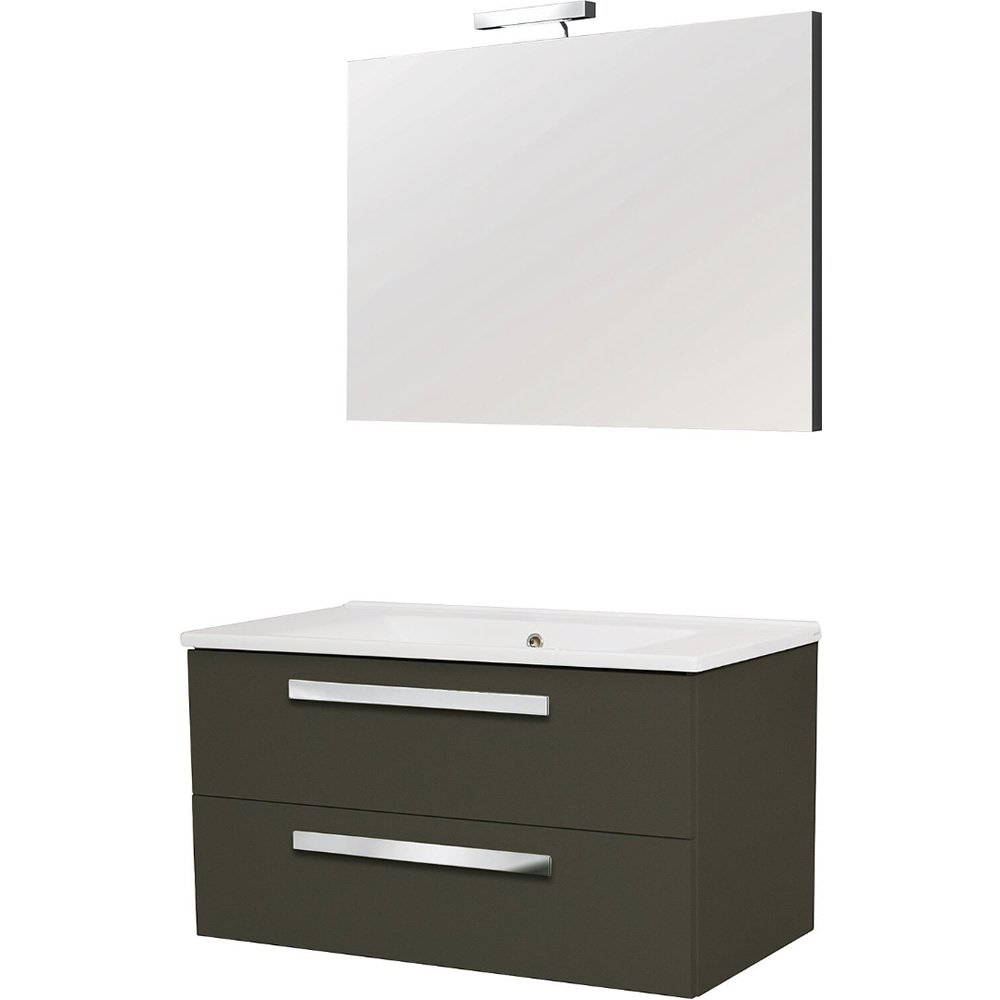 Evenes Badmöbel-Set EDIA Serie MAB, graphit matt, 2 Auszüge, Breite 853 mm - 93 258 10