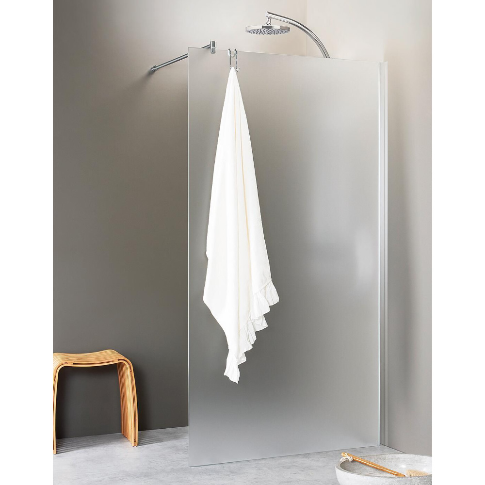 Evenes Walk-In Glasduschwand Ebia 2.0 mit Profil + Stabilisierungsstange rund, Siebdruck vollfl. ESG mit ETC - 680 x 2000 x 8 mm