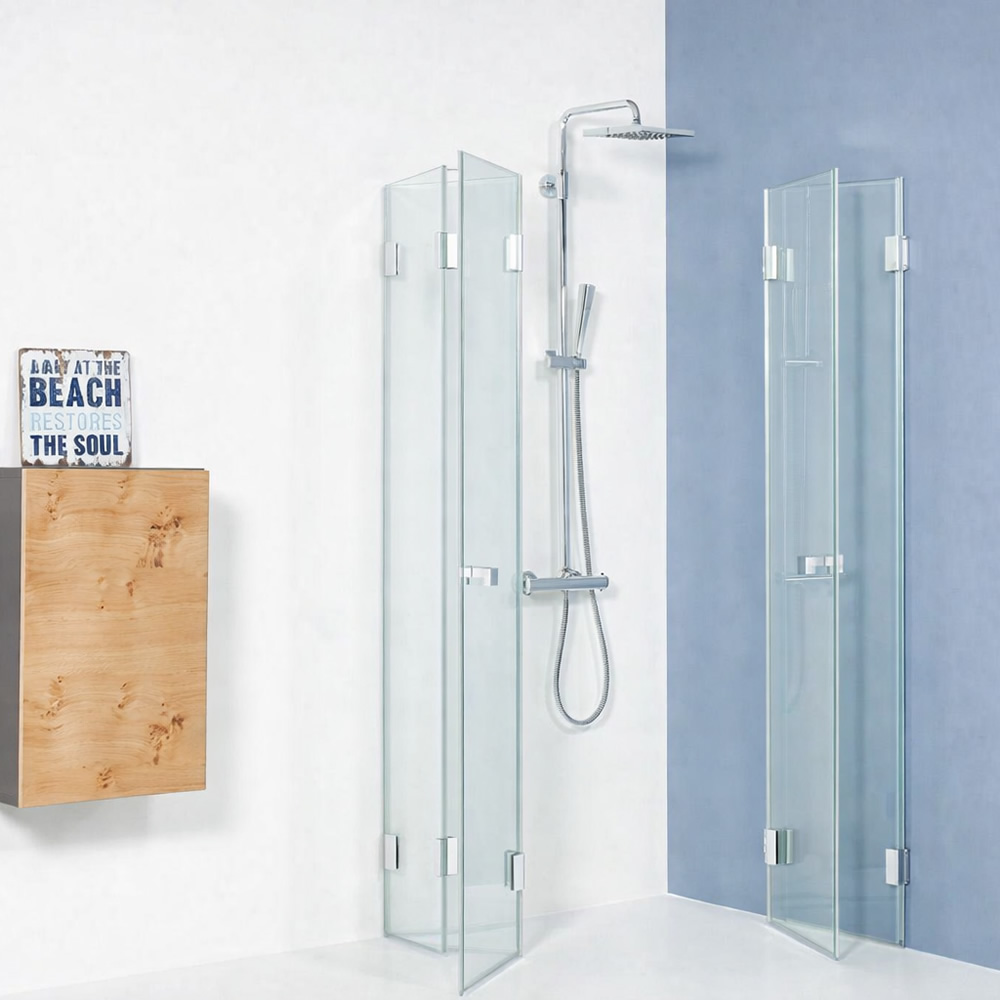 Evenes Eck-Duschkabine Rock, 6 mm Glas ETC 2 x 2-teilige Tür chrom - 870 x 870 x 2000 mm