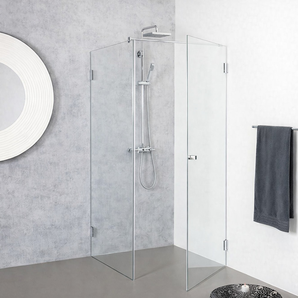 Evenes Eck-Duschkabine Rock, 6 mm, Glas ETC, 1 Pendeltür und 1 Seitenwand chrom, 770 x 770 x 2000 mm - 93 266 31