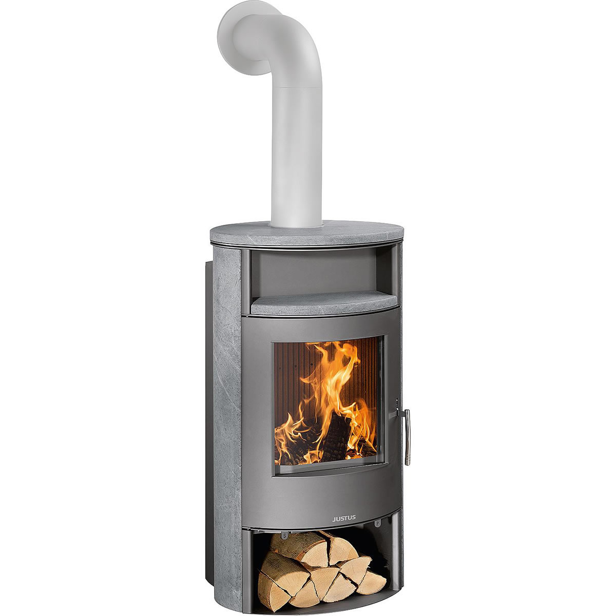 Kaminofen Justus Island Aqua, wasserführend, Speckstein / Stahl Gussgrau, 10 kW - 7624 22