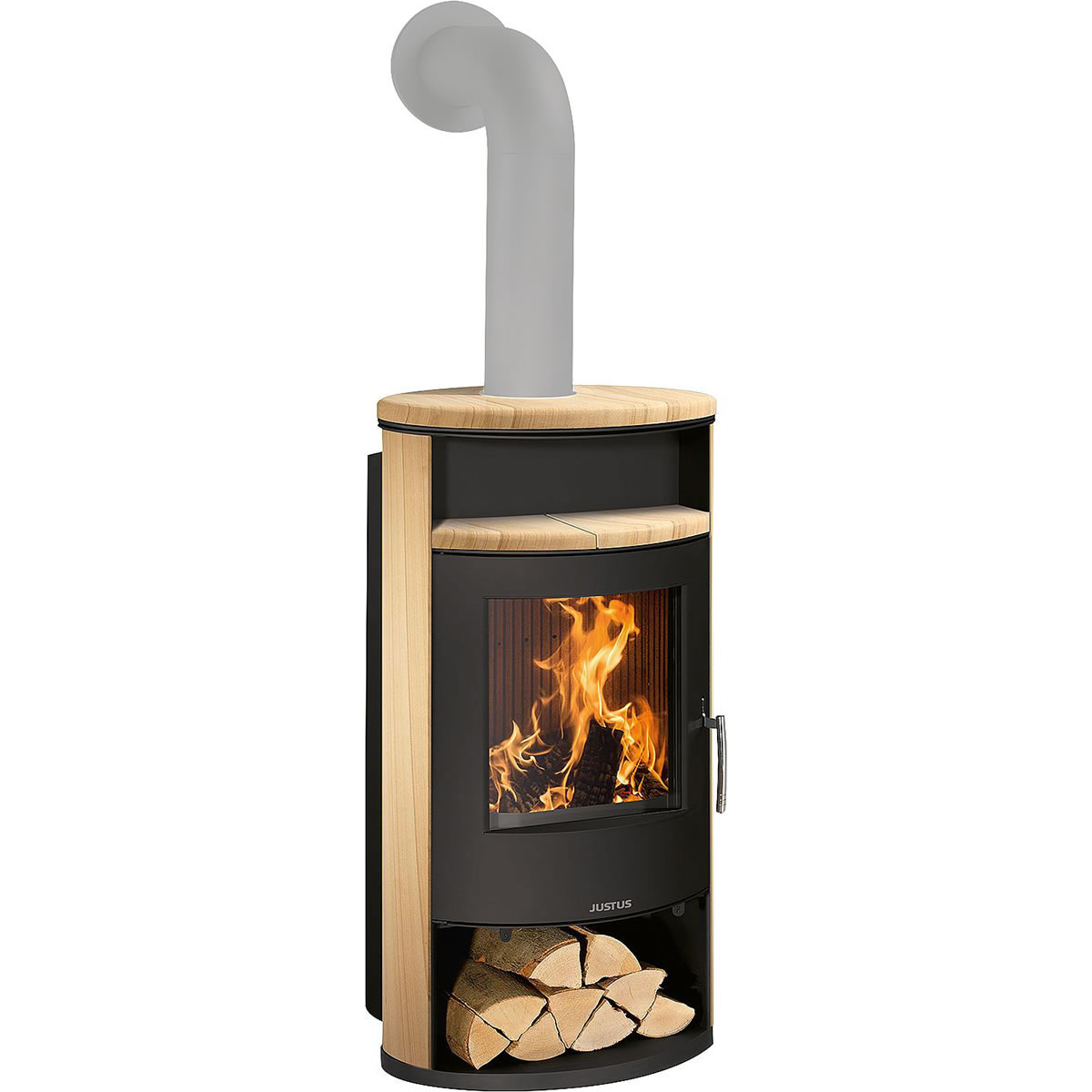 Kaminofen Justus Island Aqua, wasserführend, Sandstein / Stahl schwarz, 10 kW - 7624 42