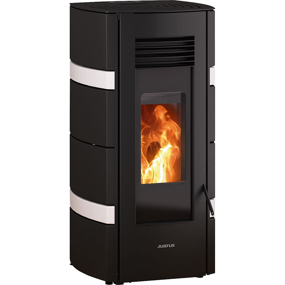 Pelletofen Justus Sia conStone, Seidenweiß / Stahl schwarz, 8 kW - 7949 87