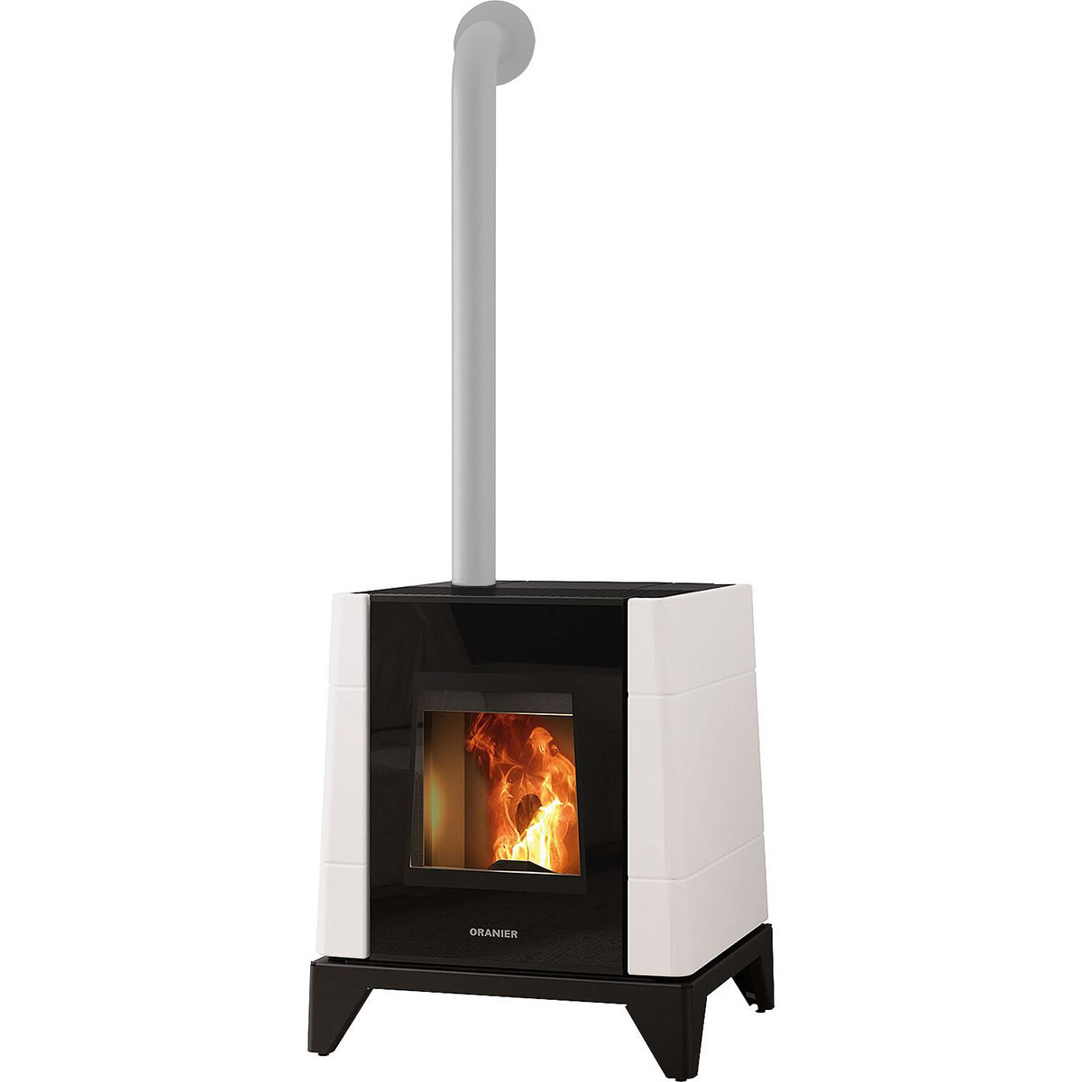 Pelletofen Oranier Pio conStone, Seidenweiß / Stahl schwarz, 5,5 kW - 7967 87