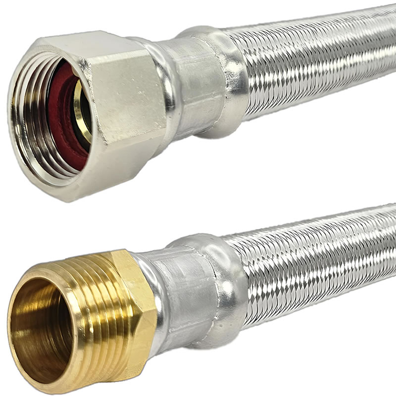 Panzerschlauch 1/2'' AG x 1/2'' IG Überwurfmutter mit HDPE-Inliner und Edelstahldrahtumflechtung - Länge 500 mm ** 1m/11,98 EUR