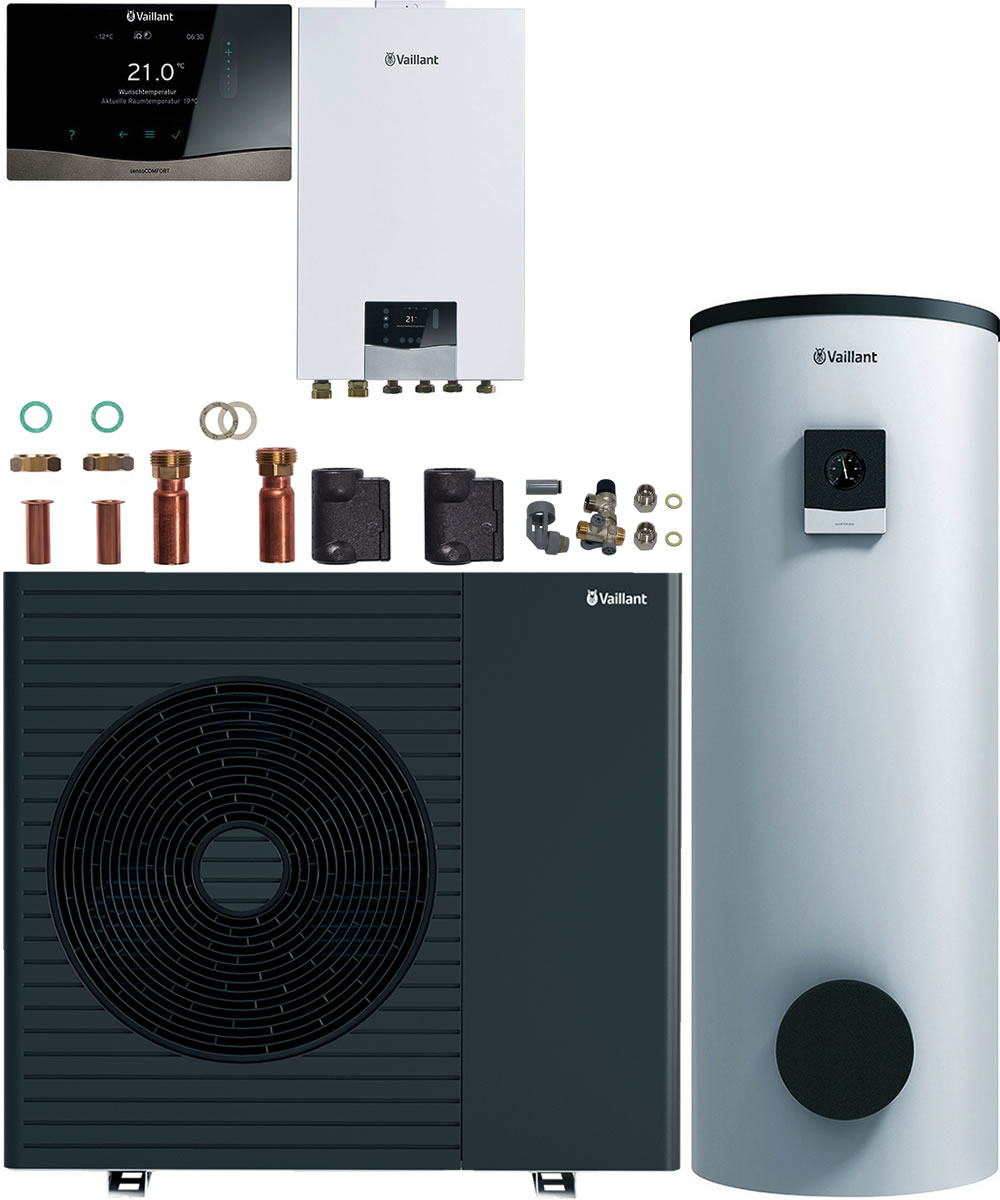 Vaillant Wärmepumpenpaket 4.1302 aroTHERM pro /7.1 VWL 115/7.1 A mit Hydraulikstation, Speicher 300 l, Regelung VRC 720/3 - 8000050498