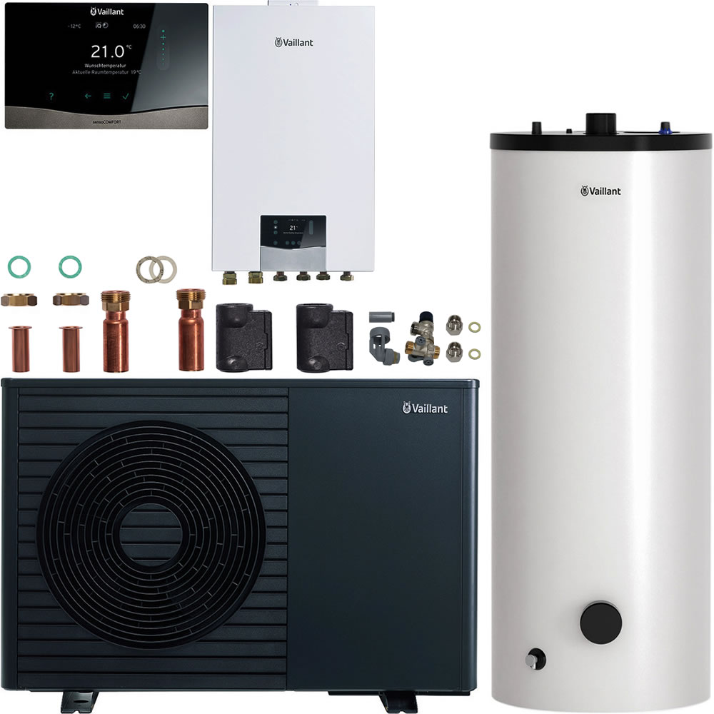 Vaillant Wärmepumpenpaket 4.1303 aroTHERM pro /7.1 VWL 55/7.1 A mit Hydraulikstation, Speicher 200 l, Regelung VRC 720/3 - 8000050504
