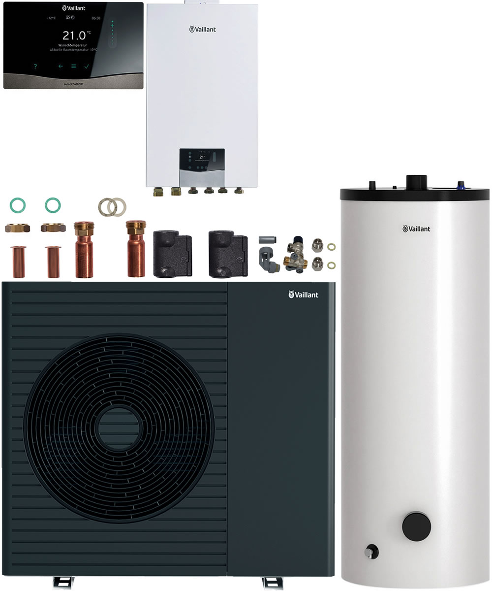 Vaillant Wärmepumpenpaket 4.1308 aroTHERM pro /7.1 VWL 115/7.1 A mit Hydraulikstation, Speicher 250 l, Regelung VRC 720/3 - 8000050509