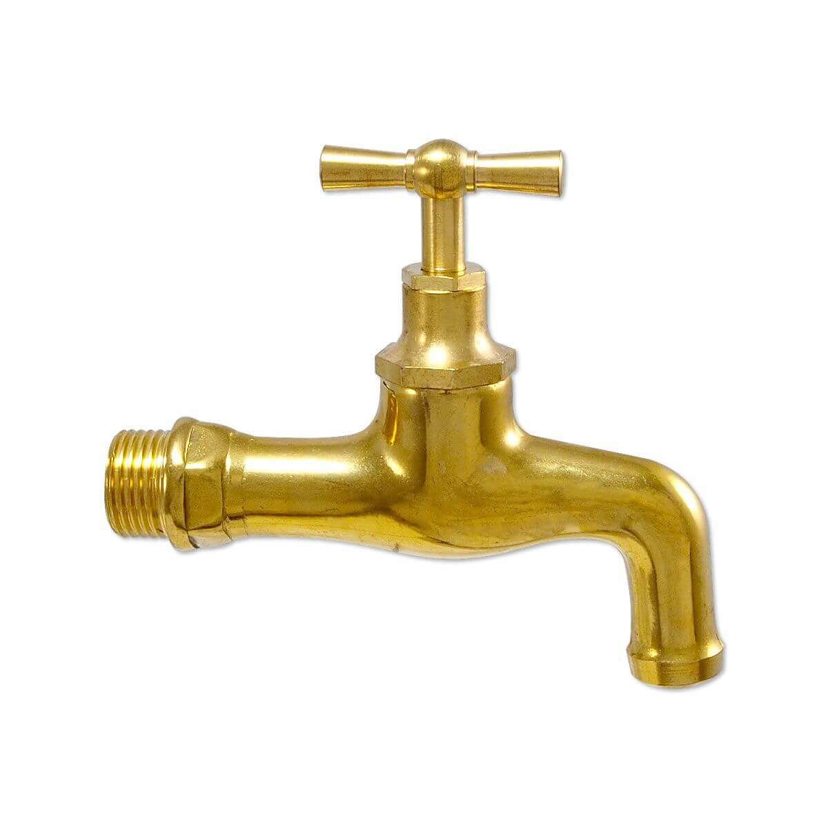 Auslaufventil Wasserhahn Gartenhahn 1/2'' aus Messing poliert