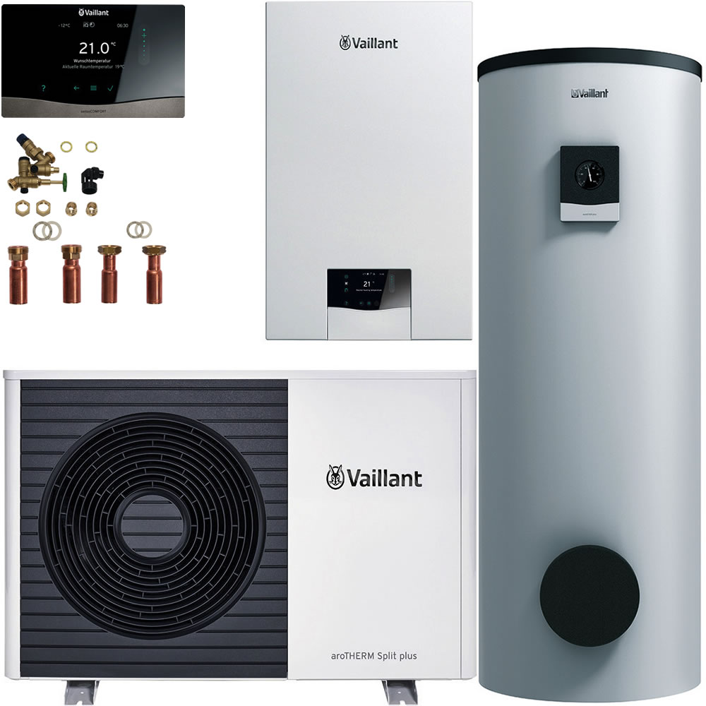 Vaillant Wärmepumpenpaket 4.0313 aroTHERM Split plus VWL 35/8.2 AS S2 mit Hydraulikstation, Speicher 300 l, Regelung VRC 720/3 - 8000041066
