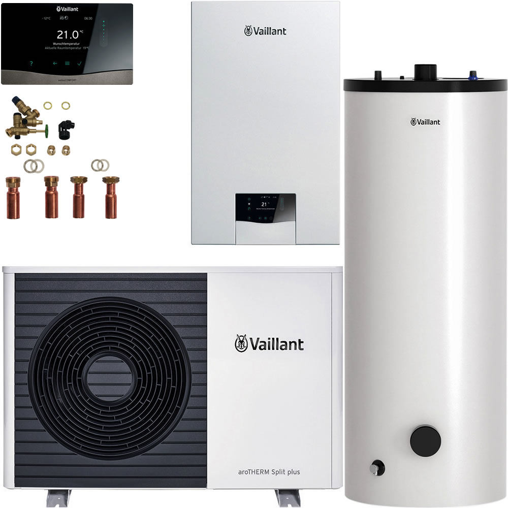 Vaillant Wärmepumpenpaket 4.0307 aroTHERM Split plus VWL 35/8.2 AS S2 mit Hydraulikstation, Speicher 250 l, Regelung VRC 720/3 - 8000038626