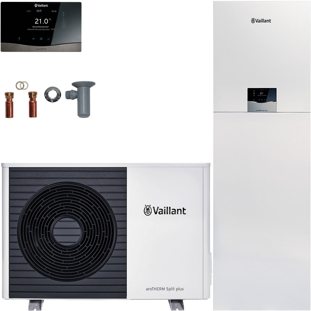 Vaillant Wärmepumpenpaket 4.0206 aroTHERM Split plus VWL 35/8.2 AS S2 mit uniTOWER Split plus VWL 58/8.2 IS, Regelung VRC 720/3 - 8000035229