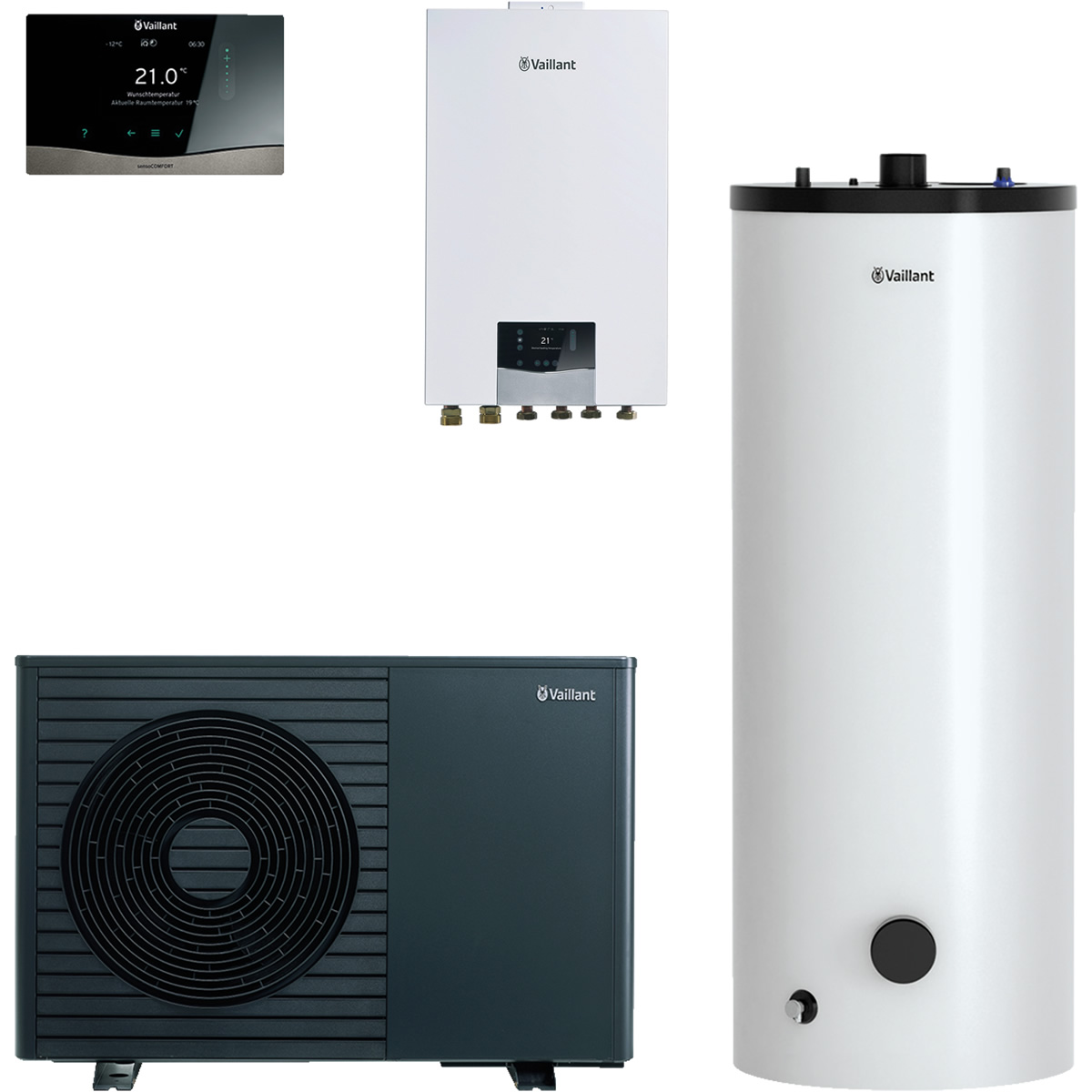 Vaillant Wärmepumpenpaket 4.3331 aroTHERM plus VWL 35/8.1 A mit Hydraulikstation, Speicher 250 l, Regelung VRC 720/3 - 8000044760
