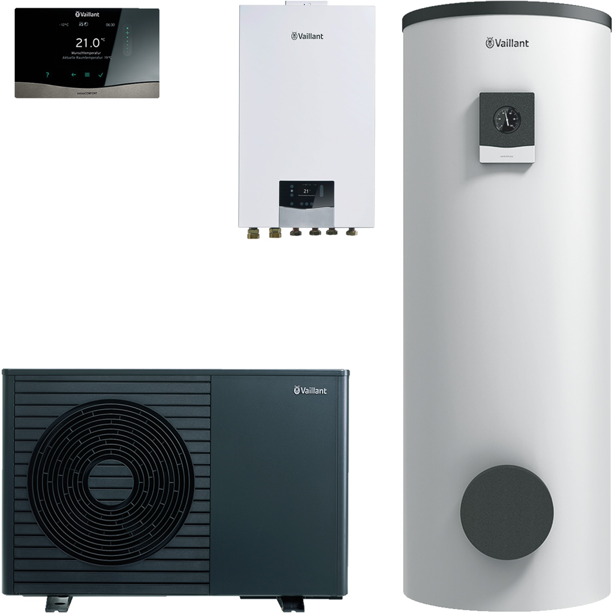 Vaillant Wärmepumpenpaket 4.3321 aroTHERM plus VWL 35/8.1 A mit Hydraulikstation, Speicher 300 l, Regelung VRC 720/3 - 8000044750