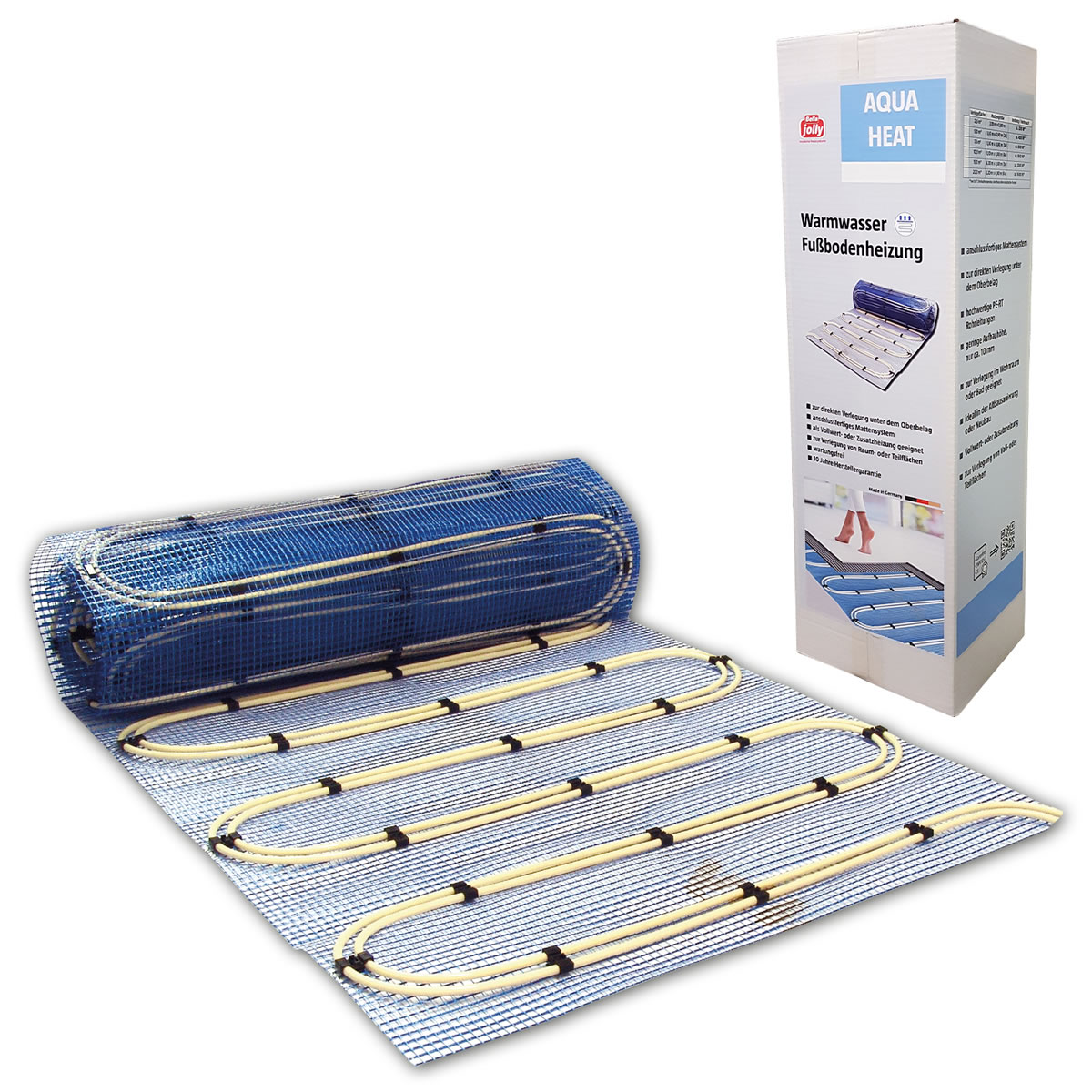 jollytherm Warmwasser Fußbodenheizung Aquaheat 7,5 m² - 3 Heizmatten 3,1 x 0,8 m inkl. Anschlussleitungen - 10040