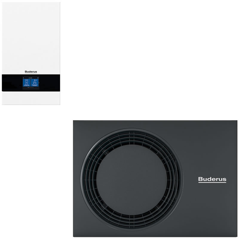 Buderus Luft-Wasser-Wärmepumpe Logaplus WLW176i-4 AR 12 E mit integriertem Heizstab, weiß - 7739622562