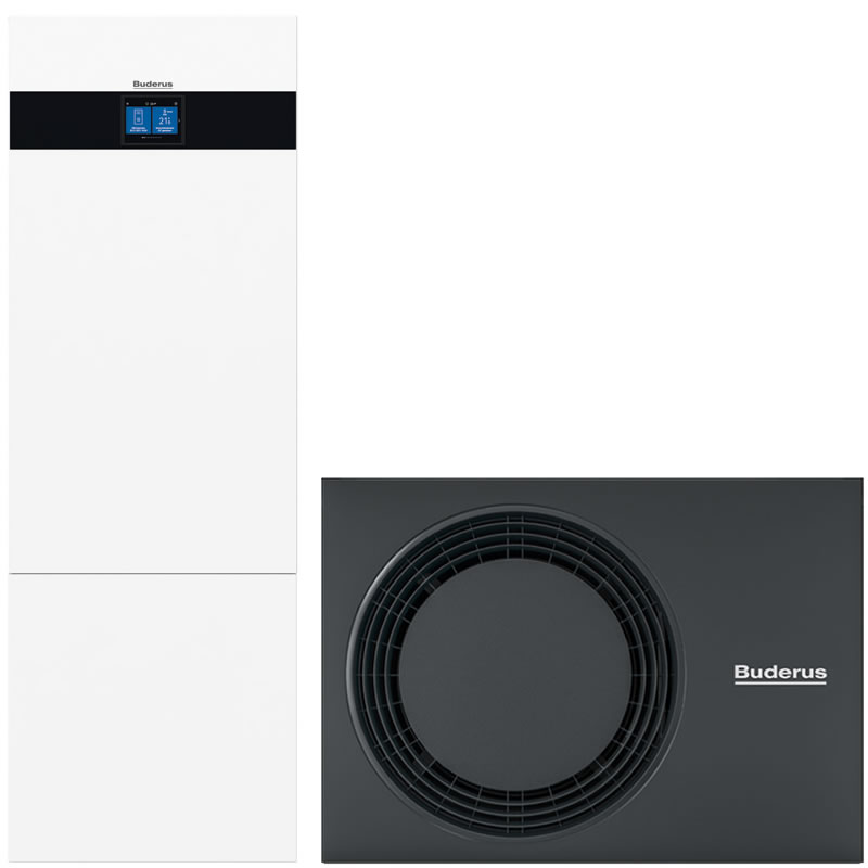 Buderus Luft-Wasser-Wärmepumpe Logaplus WLW176i-4 AR T180 mit integriertem Warmwasserspeicher 180l, weiß - 7739622559