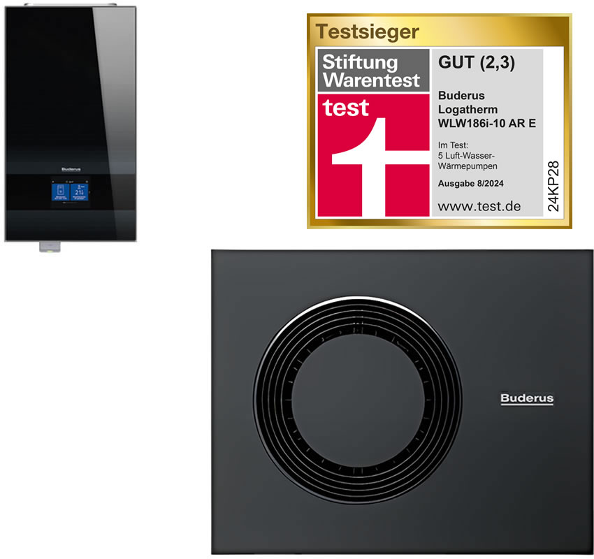 Buderus Luft-Wasser-Wärmepumpe Logaplus WLW186i-10 AR 12 E mit integriertem Heizstab, schwarz - 7739624144