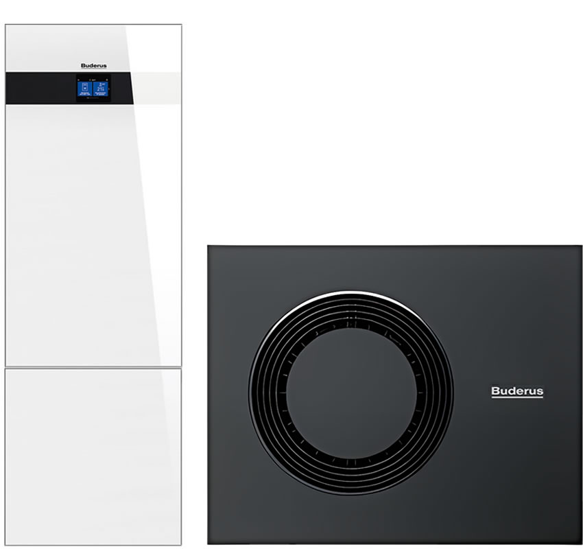 Buderus Luft-Wasser-Wärmepumpe Logaplus WLW186i-10 AR T180 mit integriertem Heizstab, weiß - 7739624142