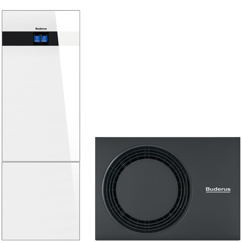 Buderus Luft-Wasser-Wärmepumpe Logaplus WLW186i-4 AR T180 mit integriertem Warmwasserspeicher 180l, weiß - 7739624125