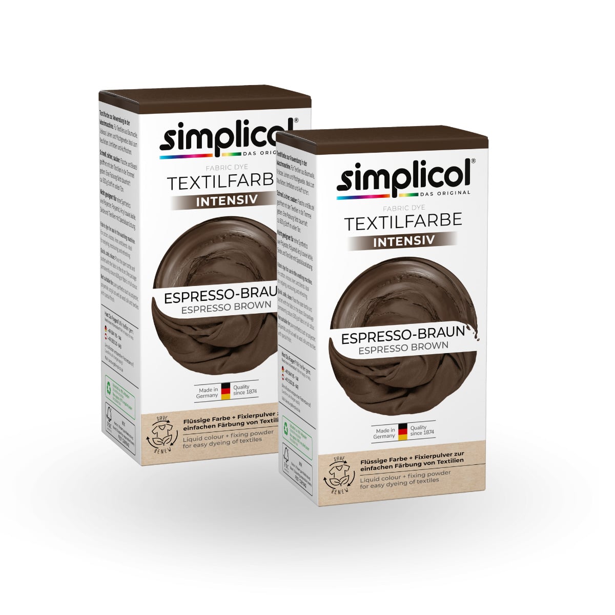 simplicol Textilfarbe intensiv Espresso Braun 2er Pack