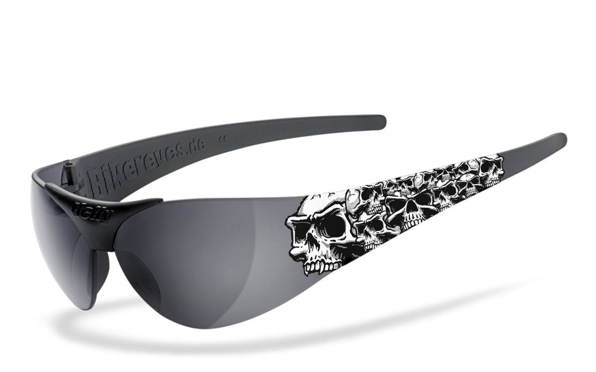 HELLY - No.1 Bikereyes | Bikerbrille, Motorrad-Sonnenbrille, Motorradbrille, winddicht | SEHSTÄRKE möglich | moab 4 - 1000 skulls