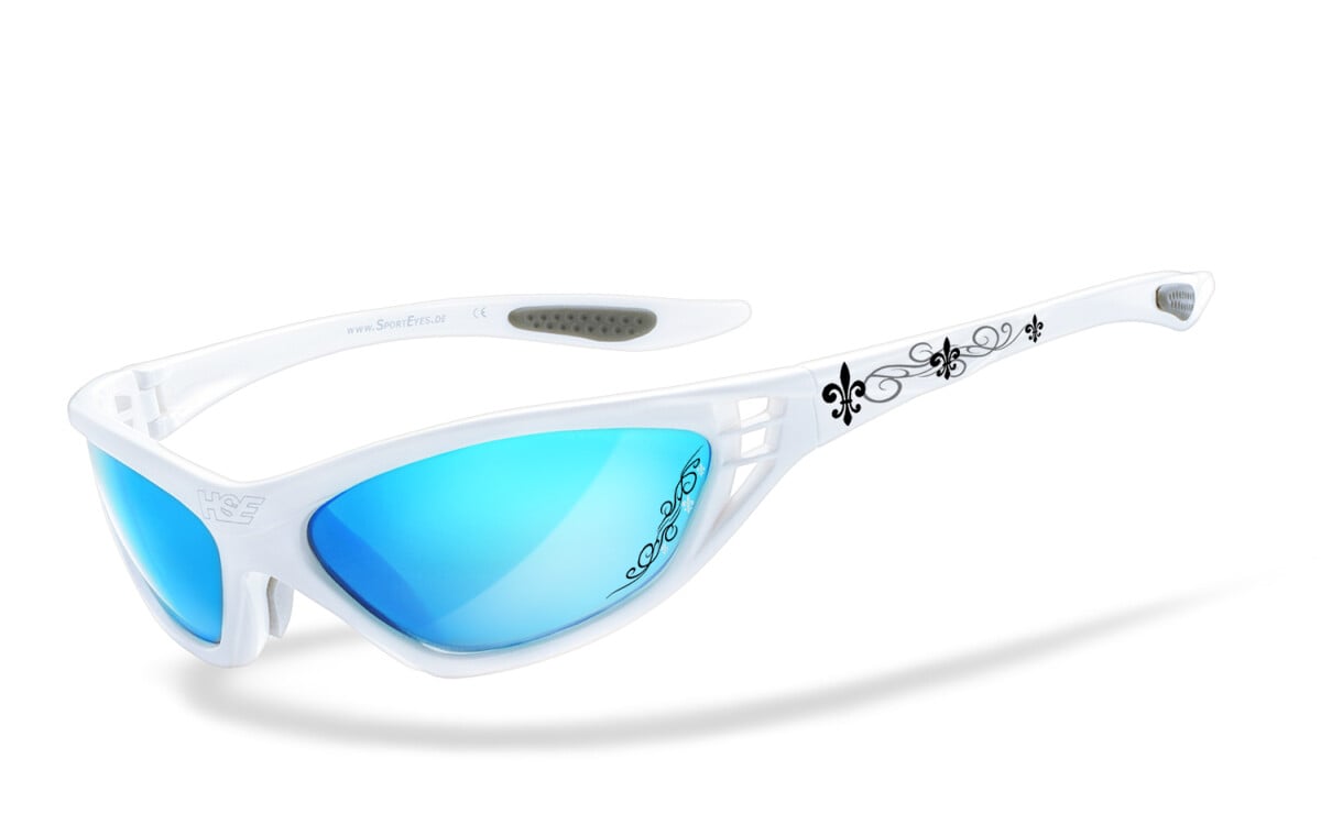 HSE - SportEyes | Sportbrille, Fahrradbrille, Sonnenbrille, Bikerbrille, Radbrille | SEHSTÄRKE möglich | SPEED MASTER 2.1 - tribal lilies - laser blue