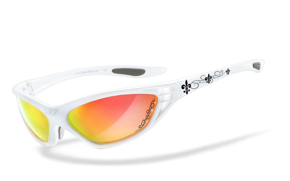 HSE - SportEyes | Sportbrille, Fahrradbrille, Sonnenbrille, Bikerbrille, Radbrille | SEHSTÄRKE möglich | SPEED MASTER 2.1 - tribal lilies - laser red