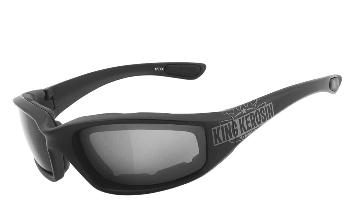 KING KEROSIN | Bikerbrille, Motorrad-Sonnenbrille, Motorradbrille, winddicht, gepolstert | KK140 gepolstert - smoke