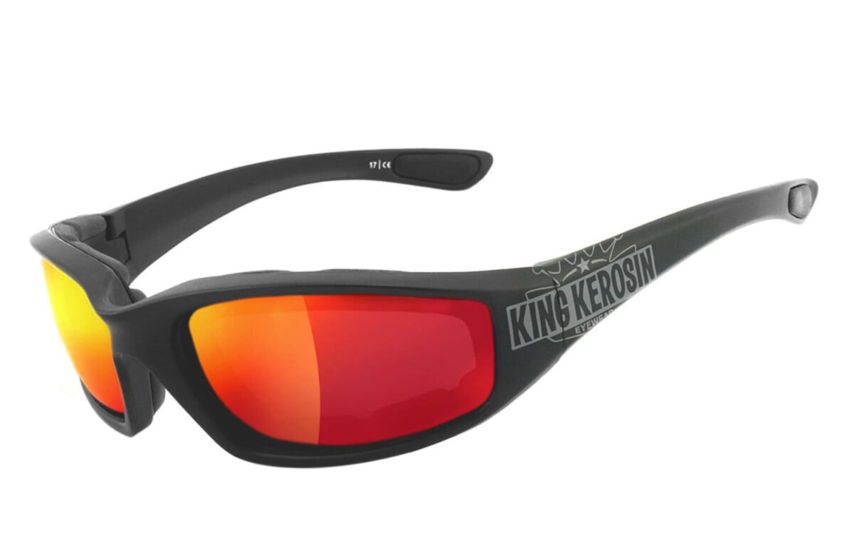 KING KEROSIN | Bikerbrille, Motorrad-Sonnenbrille, Motorradbrille, winddicht, gepolstert | KK140 gepolstert - laser red