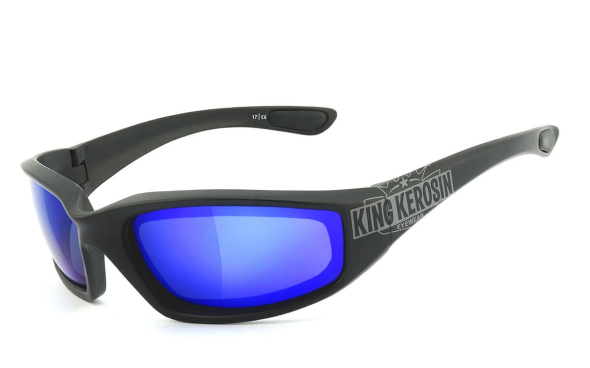 KING KEROSIN | Bikerbrille, Motorrad-Sonnenbrille, Motorradbrille, winddicht | KK140-1 - laser blue