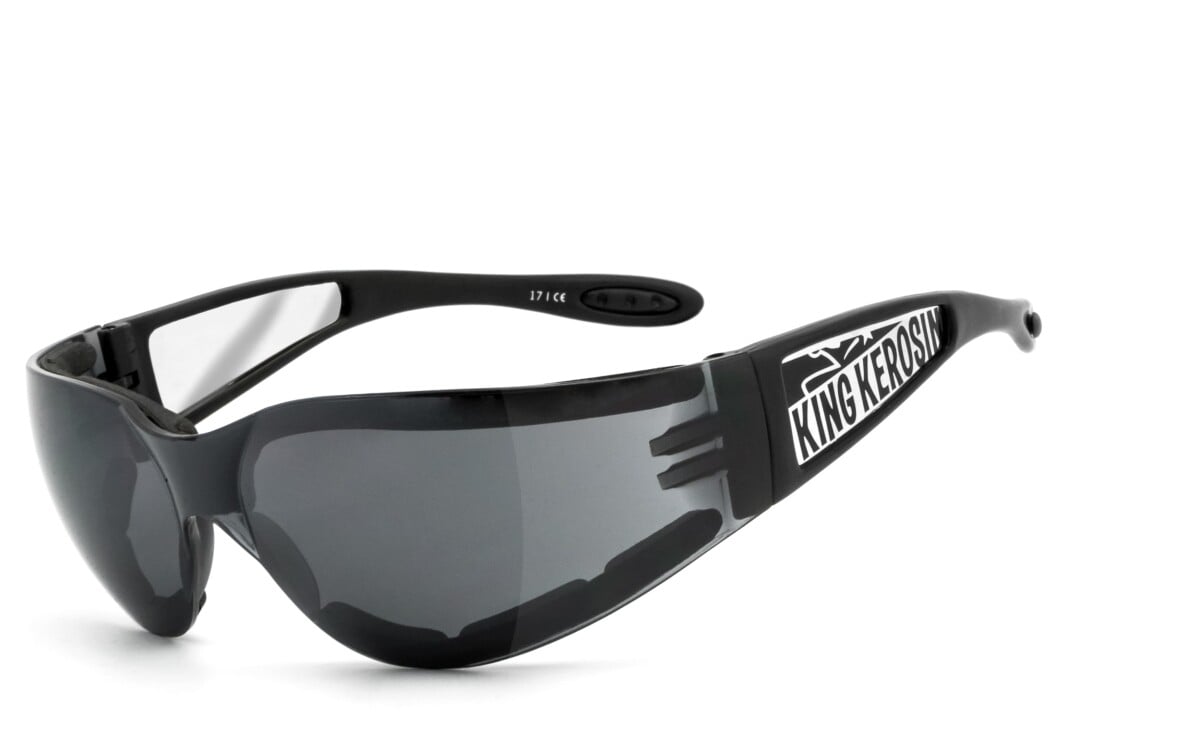 KING KEROSIN | Bikerbrille, Motorrad-Sonnenbrille, Motorradbrille, winddicht, gepolstert | KK205 gepolstert - smoke