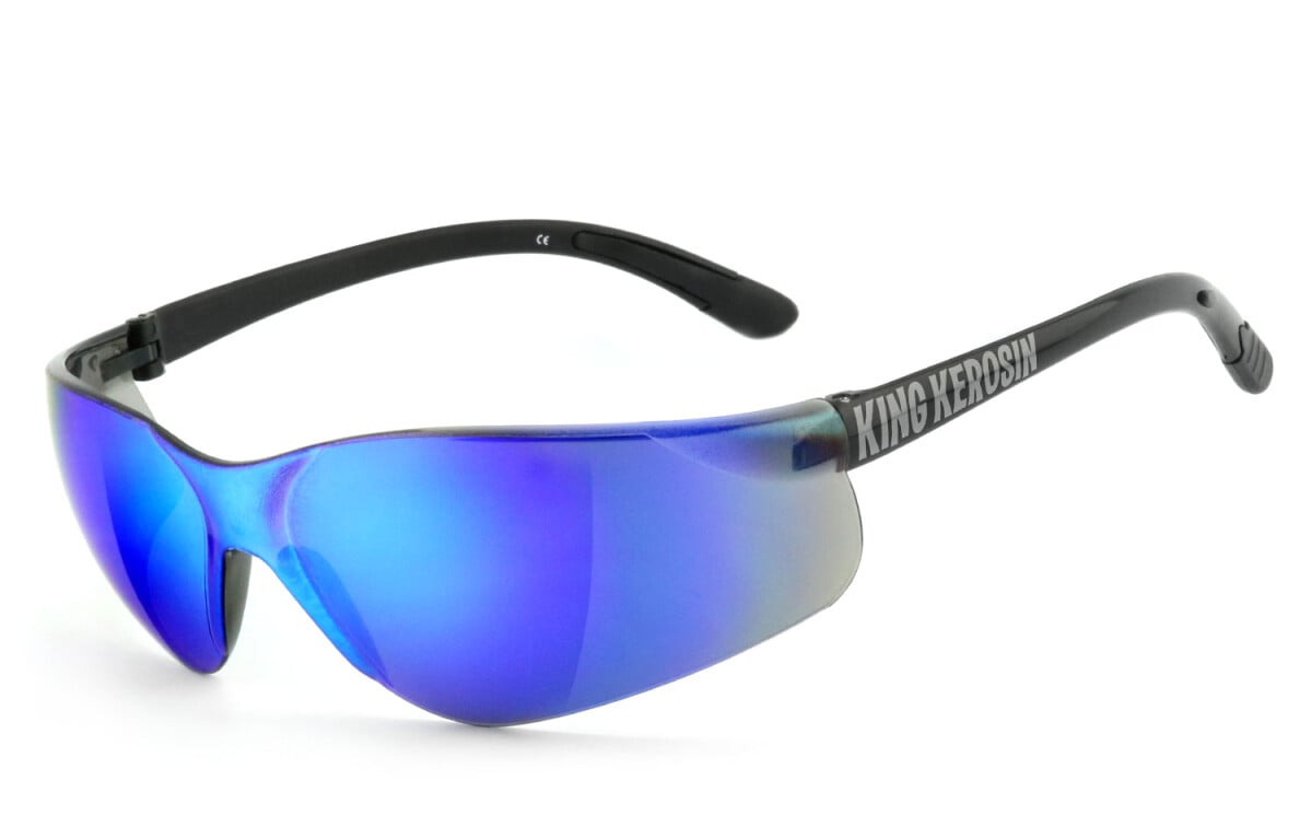 KING KEROSIN | Bikerbrille, Motorrad-Sonnenbrille, Motorradbrille, winddicht | SEHSTÄRKE möglich | KK2240 - laser blue