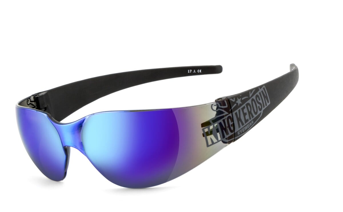KING KEROSIN | Bikerbrille, Motorrad-Sonnenbrille, Motorradbrille, winddicht | SEHSTÄRKE möglich | KK206 - laser blue