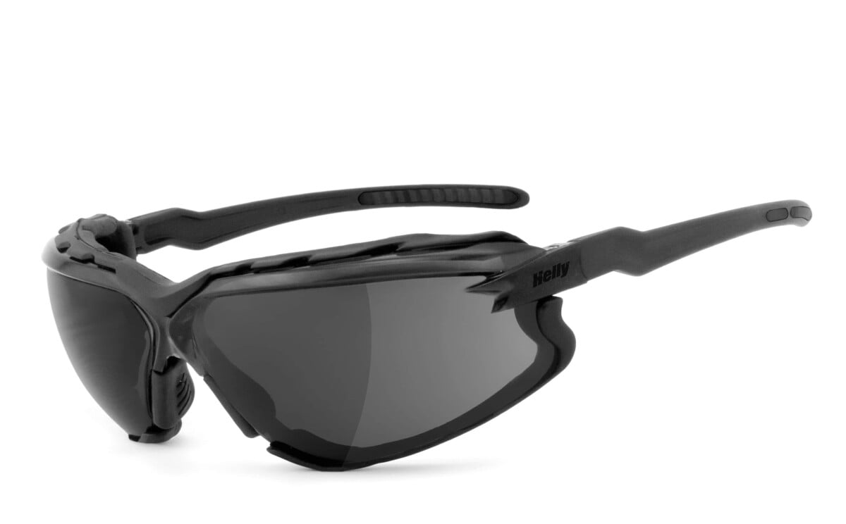 HELLY - No.1 Bikereyes | Bikerbrille, Motorrad-Sonnenbrille, Motorradbrille, winddicht, gepolstert | SEHSTÄRKE möglich | darkrider - smoke