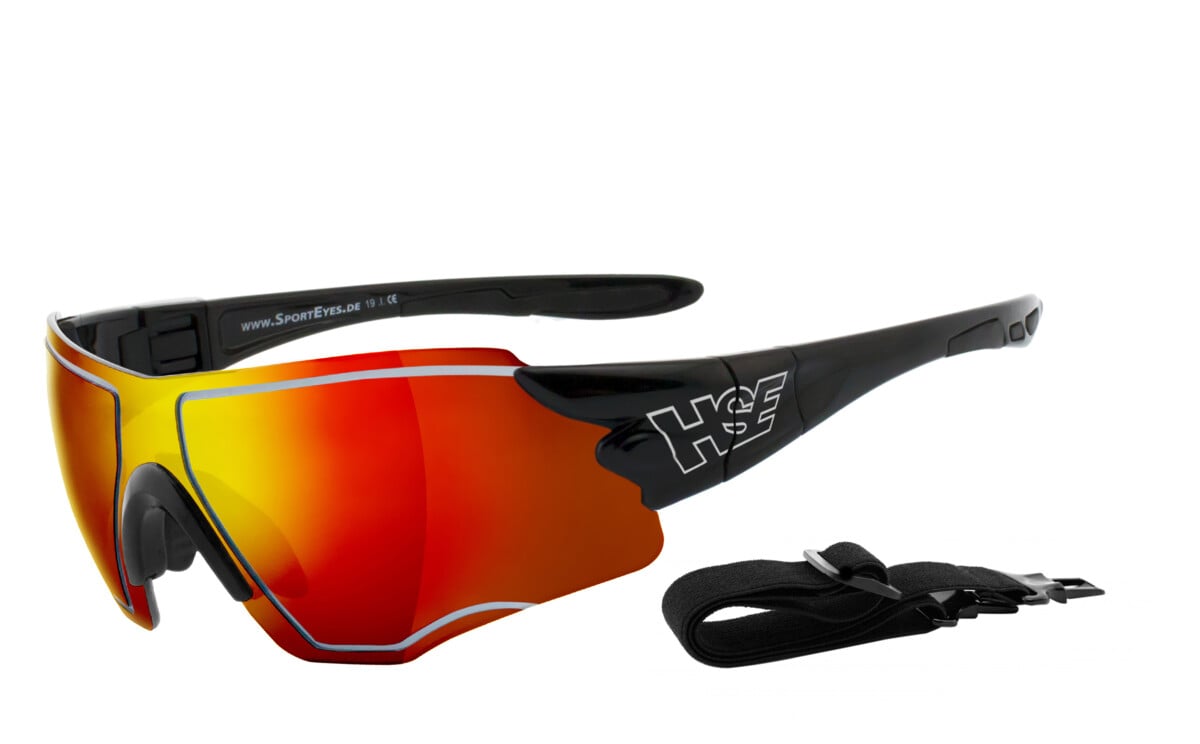 HSE - SportEyes | Sportbrille, Fahrradbrille, Sonnenbrille, Bikerbrille, Radbrille | SEHSTÄRKE möglich | SPEEDWULF - laser red