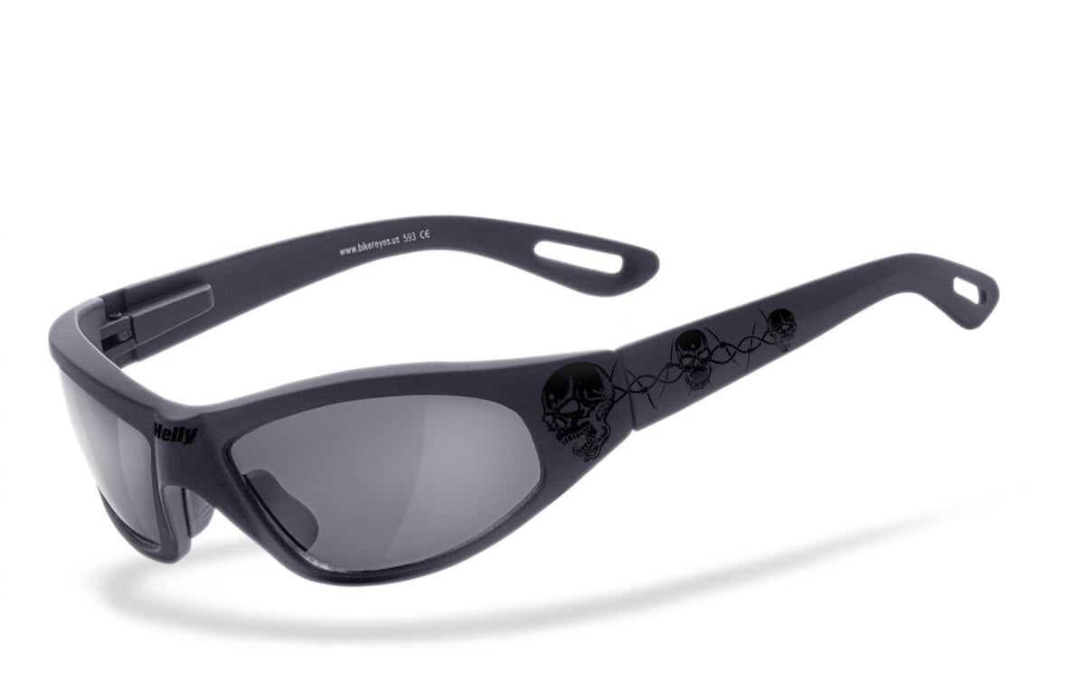 HELLY - No.1 Bikereyes | Bikerbrille, Motorrad-Sonnenbrille, Motorradbrille, winddicht | SEHSTÄRKE möglich | black angel - tribal black