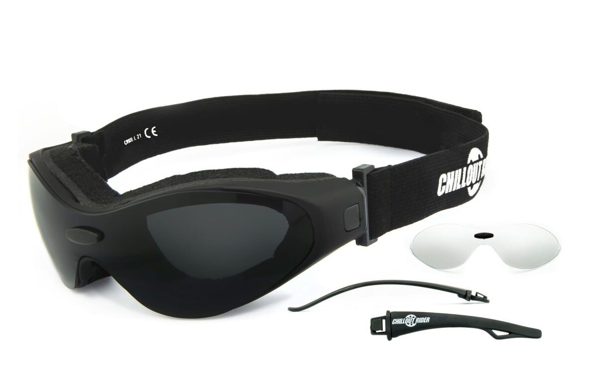 CHILLOUT RIDER | Motorradbrille, Multifunktionsbrille, Motorrad-Sonnenbrille, Bikerbrille, winddicht, gepolstert | SEHSTÄRKE möglich | CR009-a