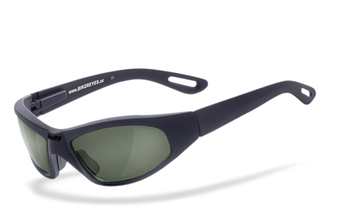 HELLY - No.1 Bikereyes | Bikerbrille, Motorrad-Sonnenbrille, Motorradbrille, winddicht, polarisiert | SEHSTÄRKE möglich | black angel (Polbrille)