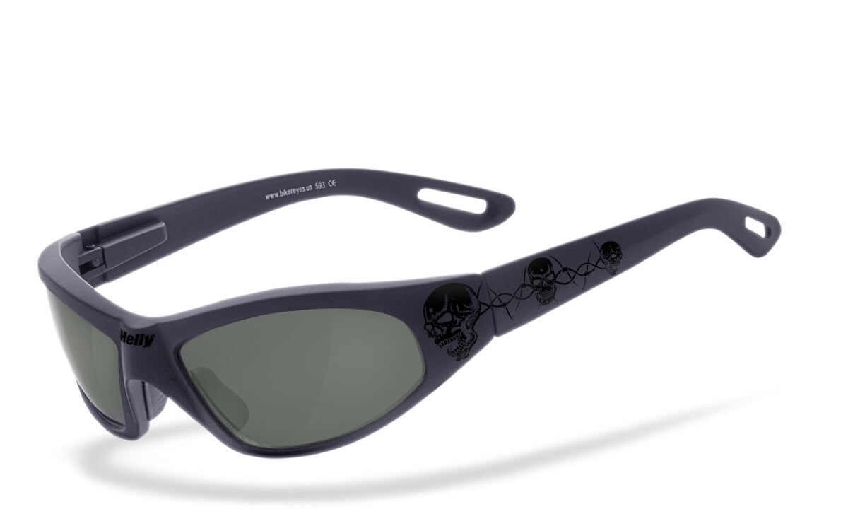 HELLY - No.1 Bikereyes | Sportbrille, Fahrradbrille, Sonnenbrille, Bikerbrille, Radbrille, polarisiert | SEHSTÄRKE möglich | black angel tribal black (polarisiert)