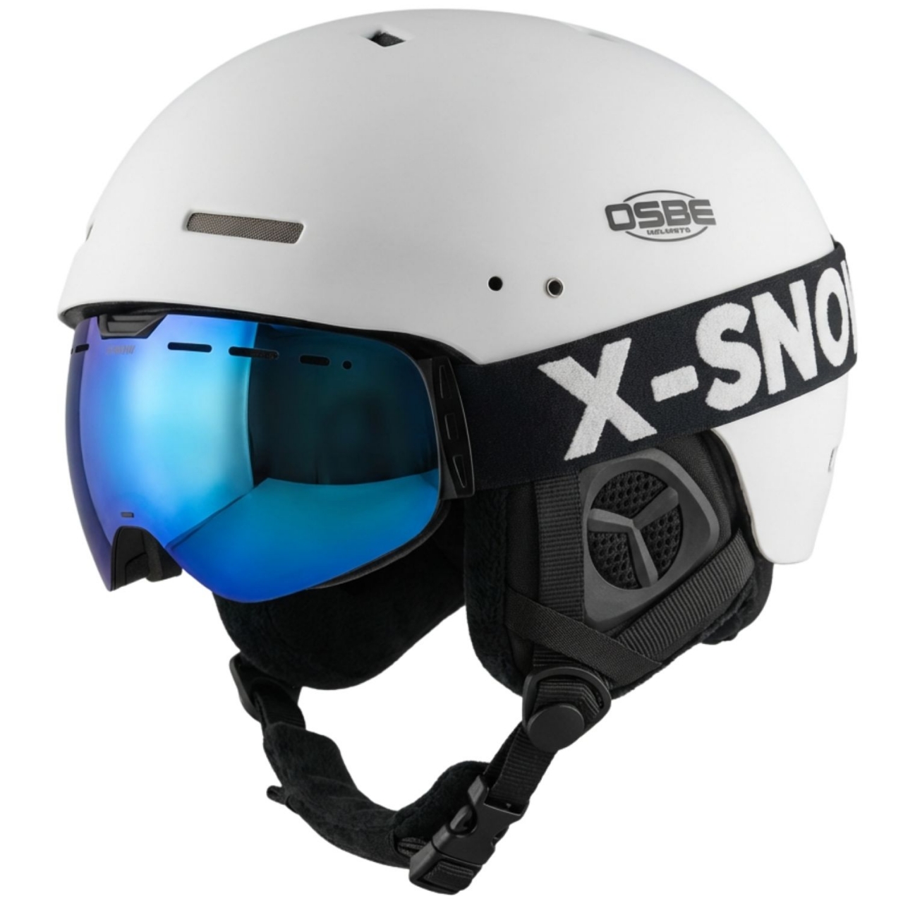 OSBE Ski-Helm New Light-R Weiß + X-Snow Brille Mit Magnetgläsern (Restposten XL)