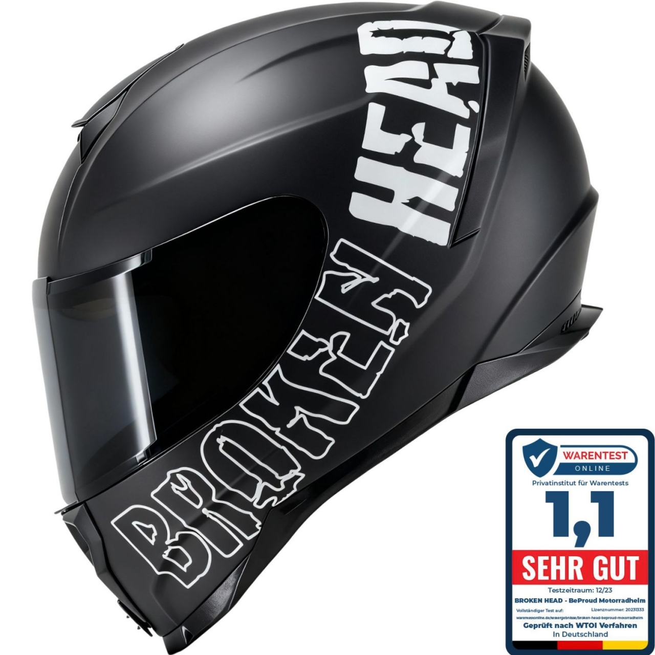 Broken Head Integralhelm BeProud Sport Black Edition + Schwarzes Visier