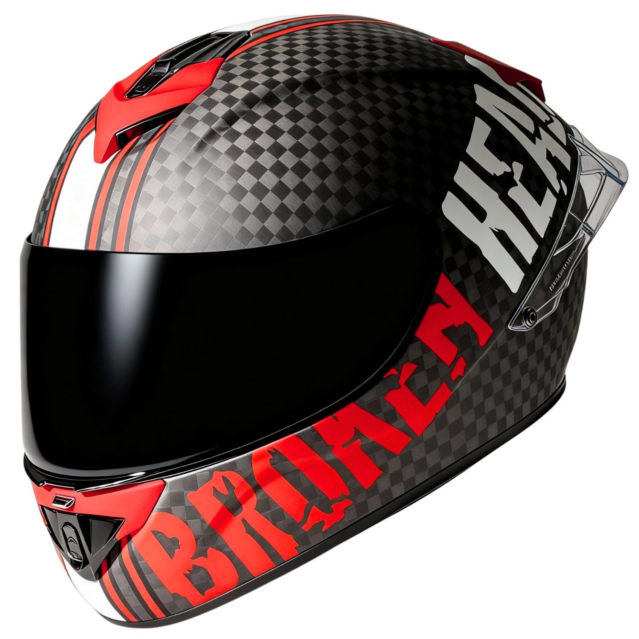 Broken Head Integralhelm BeProud Race Pro Carbon Rot + Schwarzes Visier