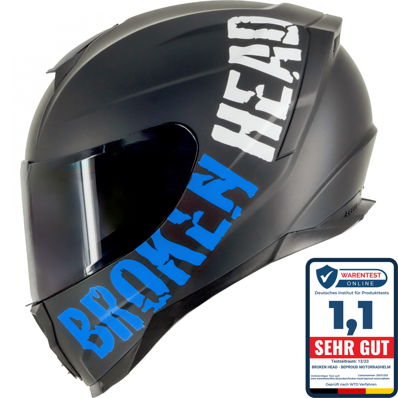 Broken Head Integralhelm BeProud Sport Blau + Schwarzes Visier