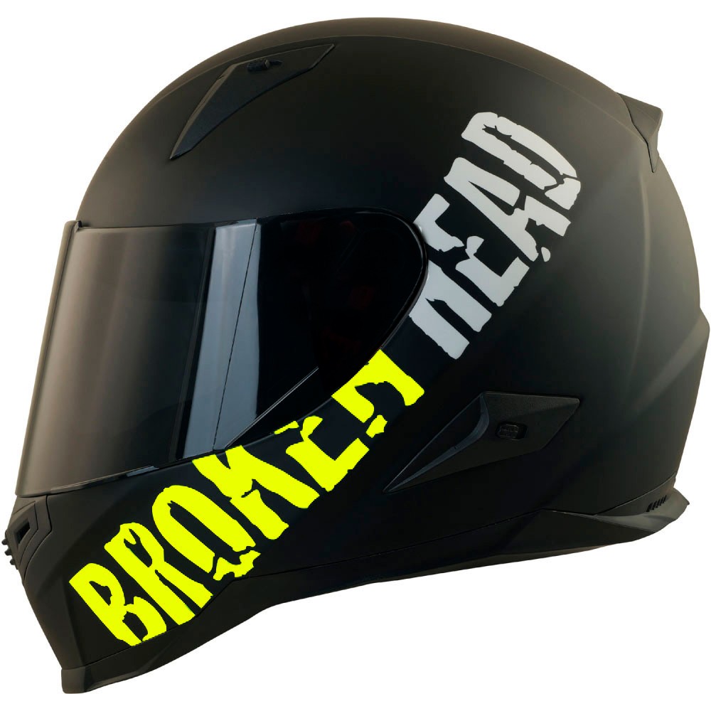 Broken Head BeProud Gelb Motorradhelm + Schwarzes Visier (Größe XS, S)